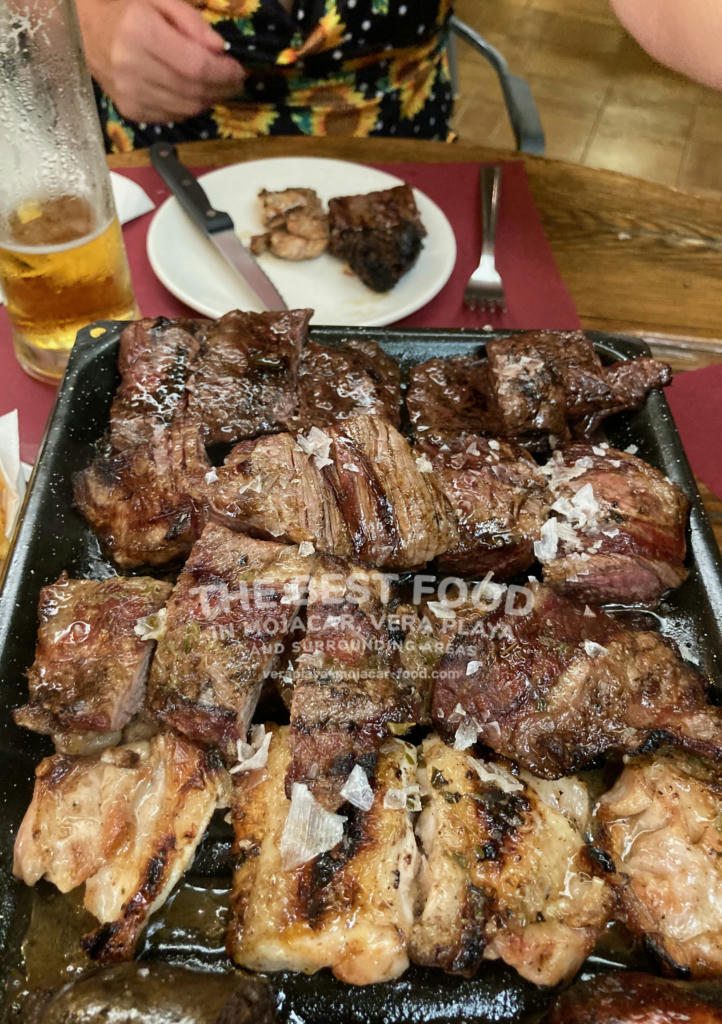 Mohana Barbecue: Flank steak, Skirt steak, De-boned chicken thighs, Iberian sweet pork, Chorizo sausage, Blood sausage, roast potatoes. September 2023.