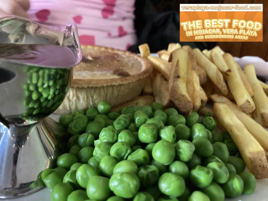 Steak Pie, chips and peas - August 2023