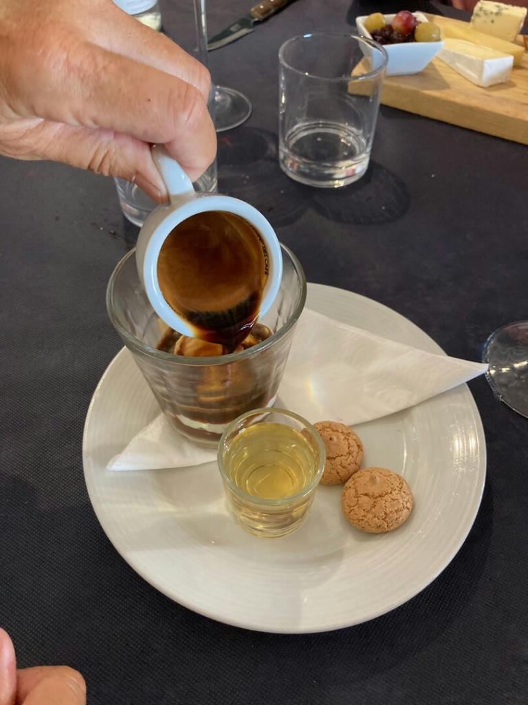 Affogato; Artisan Vanilla Ice Cream 'Drowned' with Espresso, Amaretti Biscuit, add a shot of Frangelico Liqueur or Non Alcoholic Amaretto - March 2023