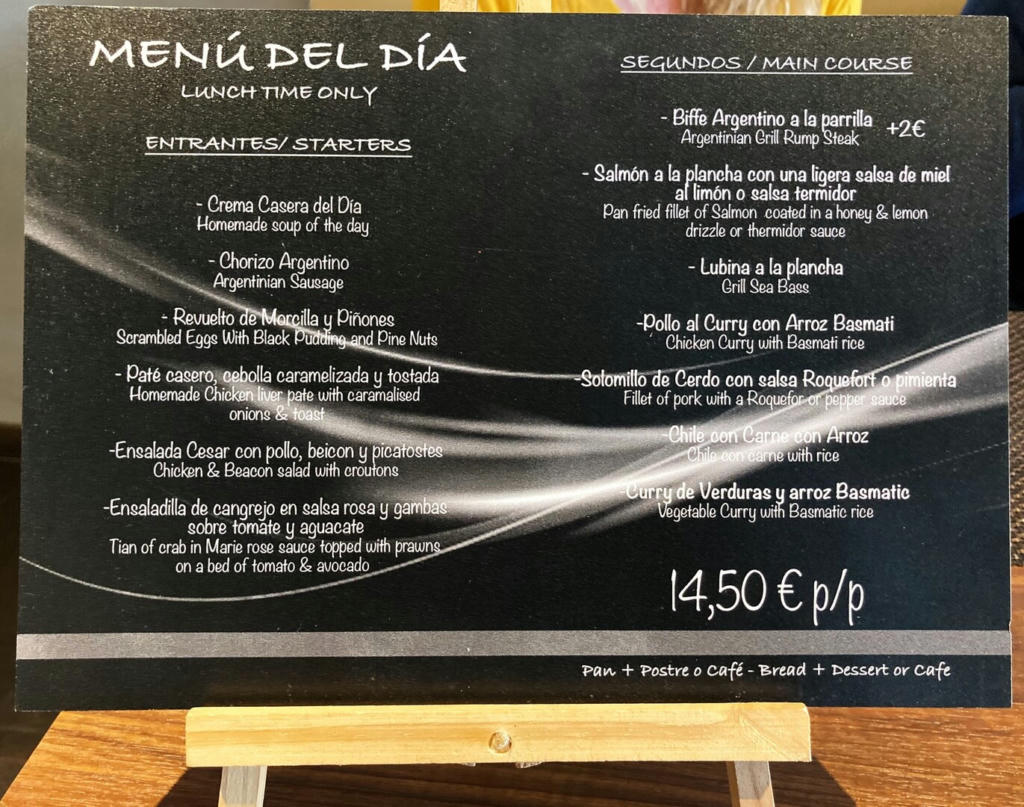 Menu Del Dia - April 2022