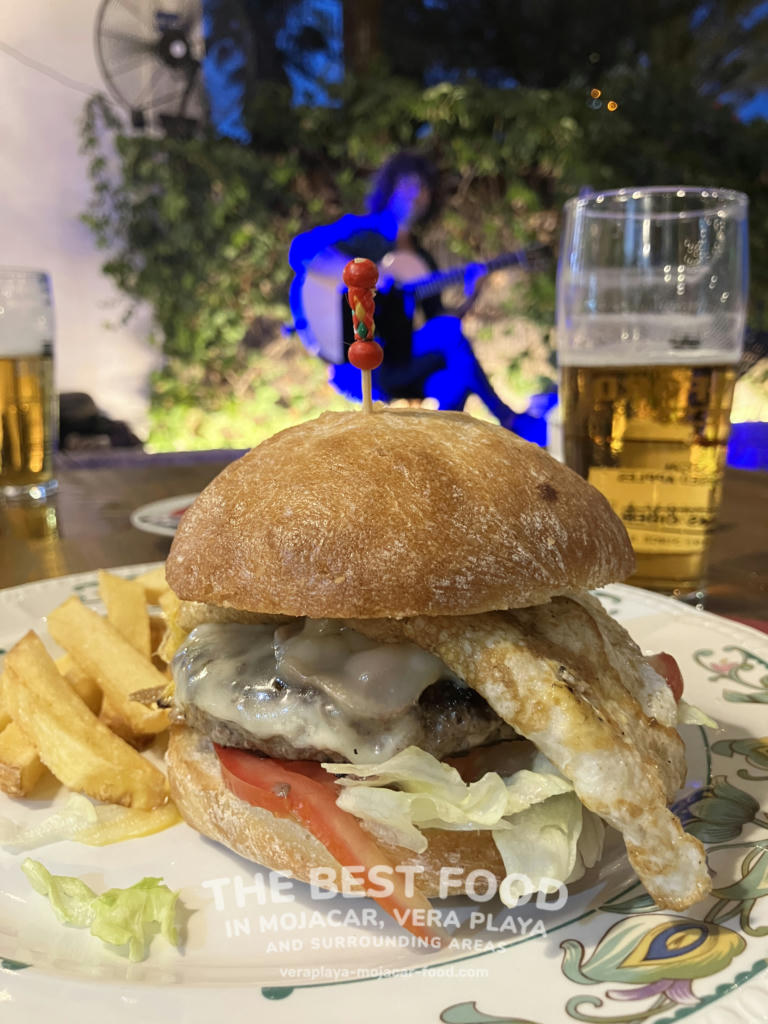 Burger with cheese, lettuce, onion, tomato, fried egg and bacon - August 2024