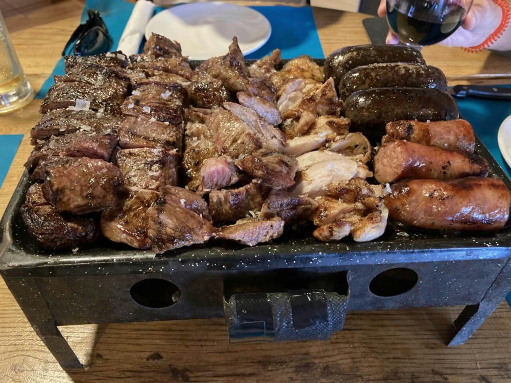 Mohana Barbecue: Flank steak, Skirt steak, De-boned chicken thighs, Iberian sweet pork, Chorizo sausage, Blood sausage, our roast potatoes (June 2023)