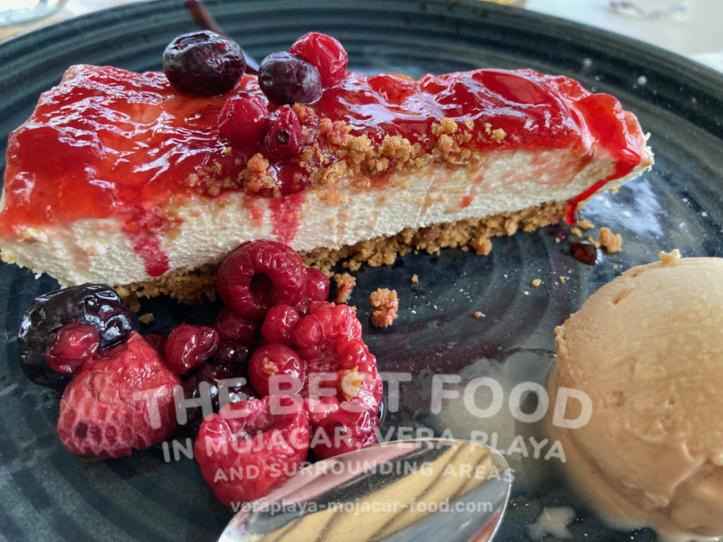 Cheesecake with red berries and ice cream - May 2024