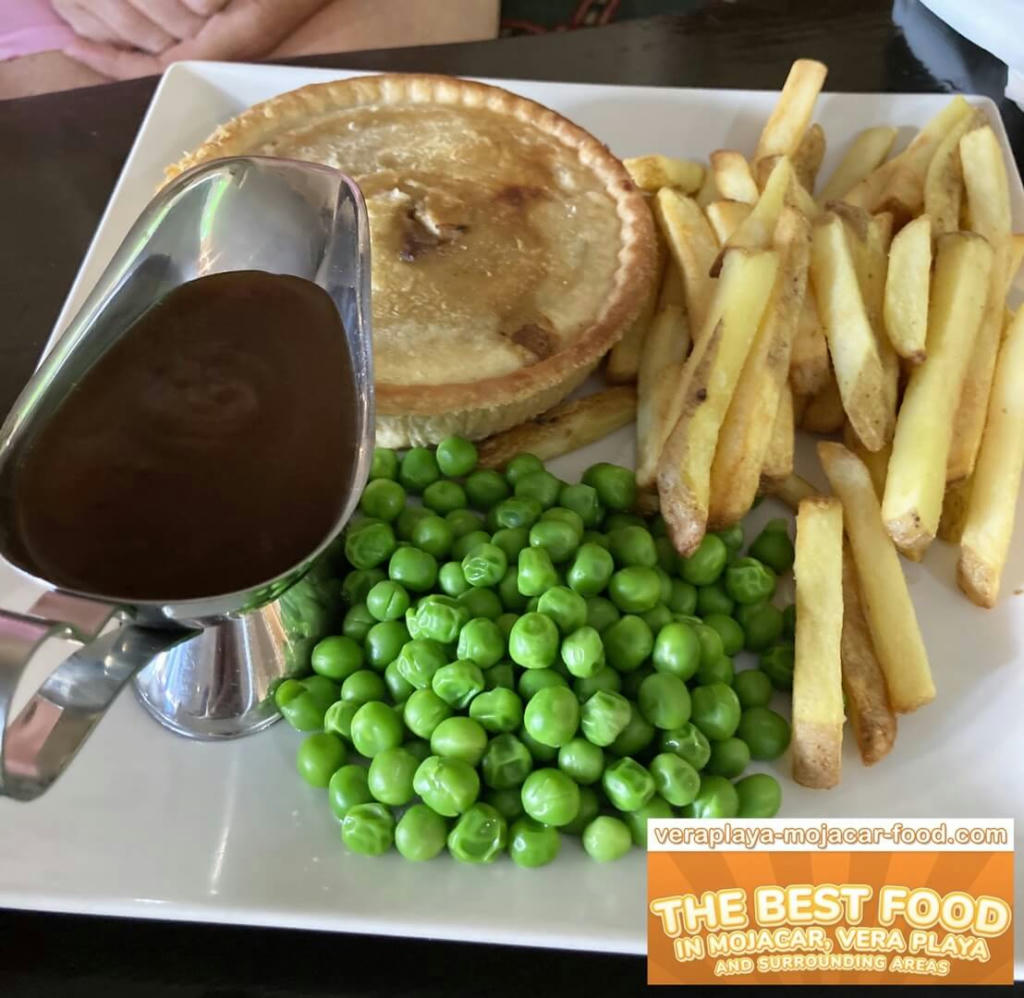 Steak Pie, chips and peas - August 2023