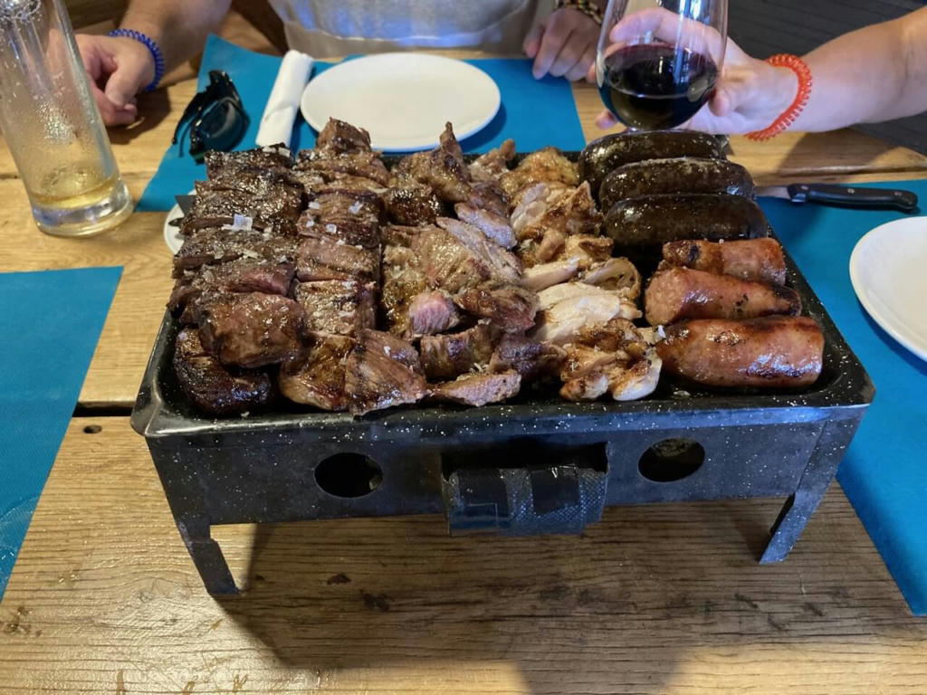 Mohana Barbecue: Flank steak, Skirt steak, De-boned chicken thighs, Iberian sweet pork, Chorizo sausage, Blood sausage, our roast potatoes (June 2023)