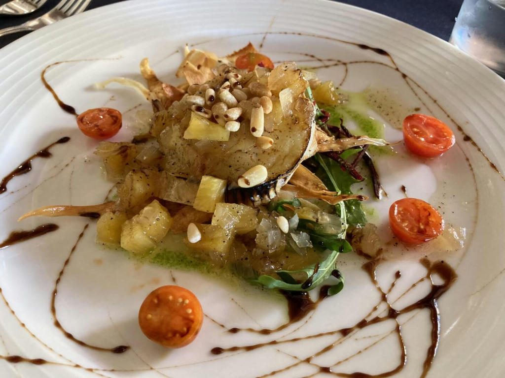 Caramelised Lorca Goats Cheese and Pine Nut Salad, Pineapple and Chipotle Chutney - March 2023