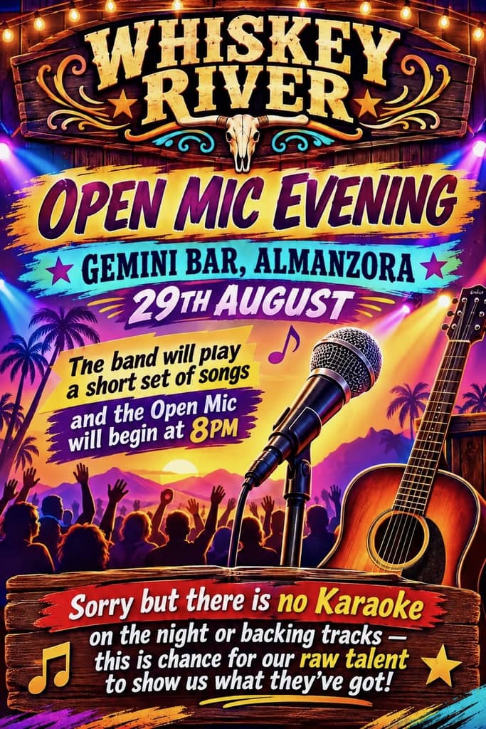 Poster for Whiskey River / Open Mic